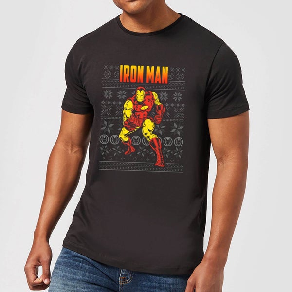 Marvel Avengers Classic Iron Man Men's Christmas T-Shirt - Black
