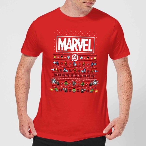 Pull de Noël Homme Marvel Avengers Pixel Art - Rouge