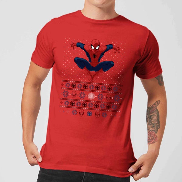 Marvel Avengers Spider-Man Men's Christmas T-Shirt - Red