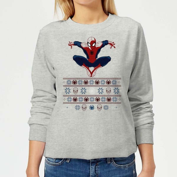 Marvel Avengers Spider-Man Damen Weihnachtspullover - Grau