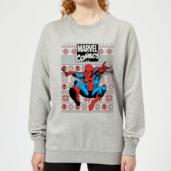 Marvel Avengers Classic Spider-Man Damen Weihnachtspullover - Grau