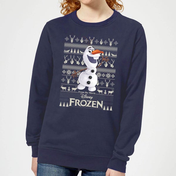 Disney Frozen Olaf Damen Weihnachtspullover - Navy Blau