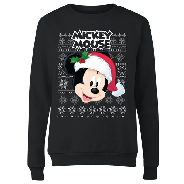 Disney Classic Mickey Mouse Damen Weihnachtspullover – Schwarz