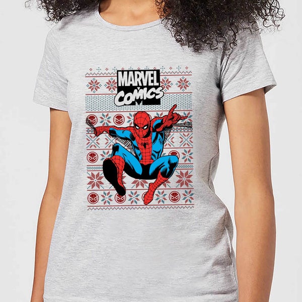Marvel Avengers Classic Spider-Man Damen Christmas T-Shirt - Grau