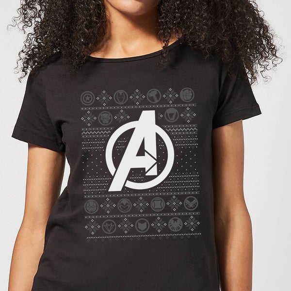 Marvel Avengers Logo Women's Christmas T-Shirt - Black