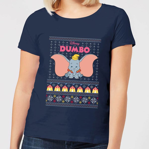 Disney Classic Dumbo Dames kerst T-shirt - Navy
