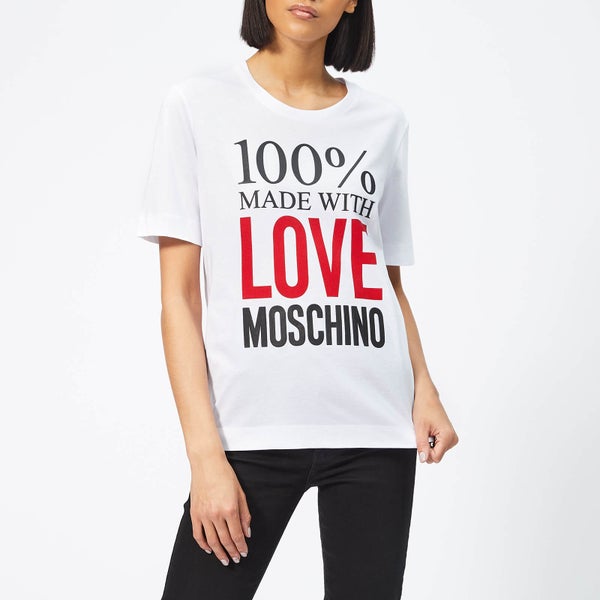 Love Moschino Women's Logo Slogan T-Shirt - Optical White