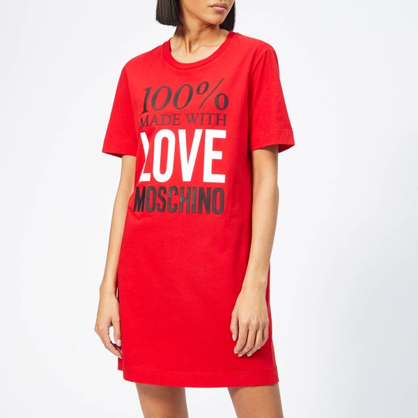 Love Moschino Women's Logo Slogan T-Shirt Dress - Red