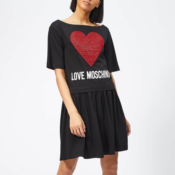Love Moschino Women's Sequin Heart Dress - Black