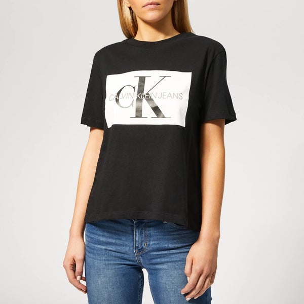 Calvin Klein Jeans Women's Iconic Monogram Box Straight T-Shirt - CK Black/White