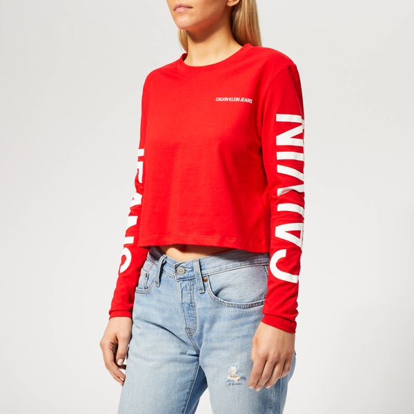 Calvin Klein Jeans Women's Institutional Back Logo Top - Racing Red/White