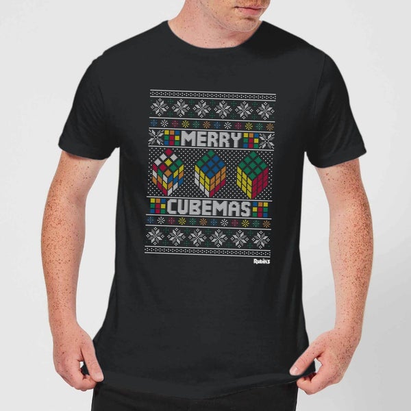 T-Shirt de Noël Homme Rubiks Merry Cubemas - Noir