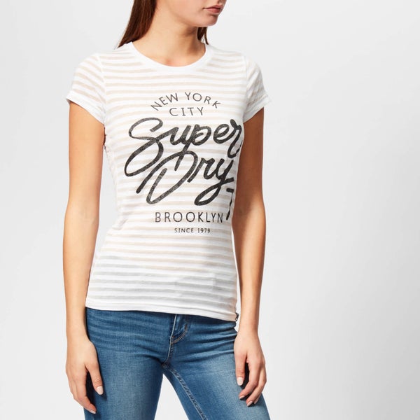 Superdry Women's NYC Burnout Stripe Entry T-Shirt - Optic