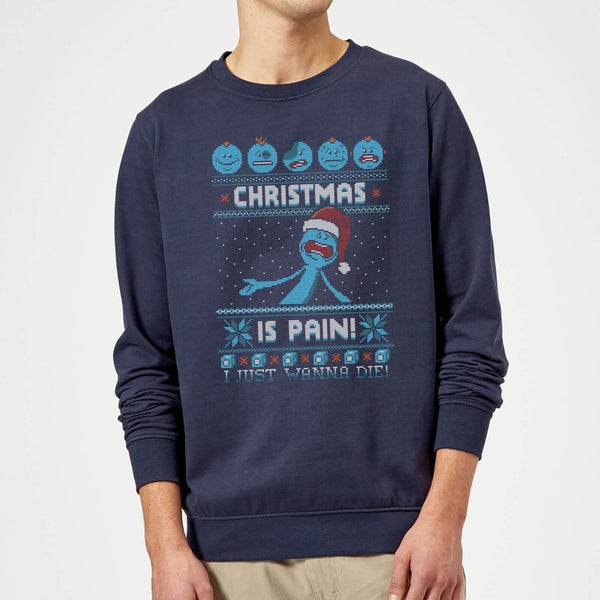 Rick and Morty Kerstmis Mr Meeseeks Pain Trui - Navy