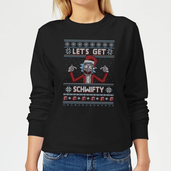 Rick and Morty Lets Get Schwifty Women's Christmas Jumper - Black