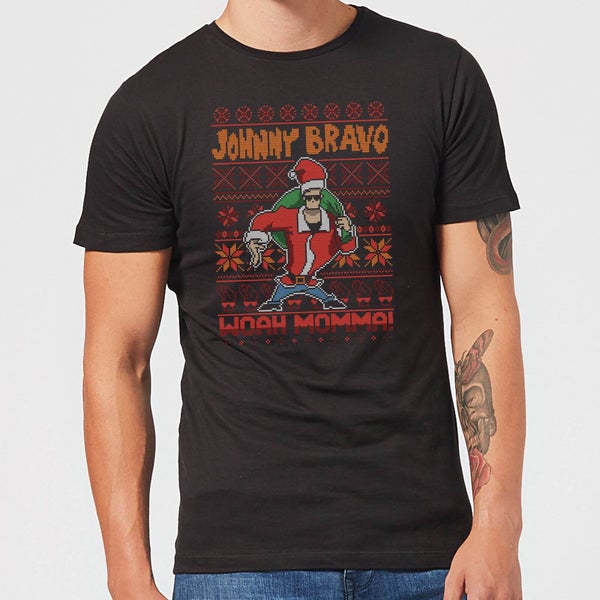 T-Shirt de Noël Homme Johnny Bravo Johnny Bravo Motifs Festifs - Noir