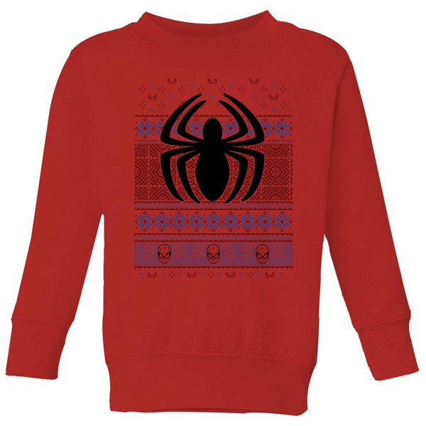 Marvel Avengers Spider-Man Logo Kids Christmas Jumper - Red