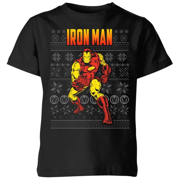 Camiseta navideña para niños Avengers Classic Iron Man de Marvel - Negro