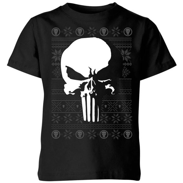 Marvel Punisher Kids Christmas T-Shirt - Black