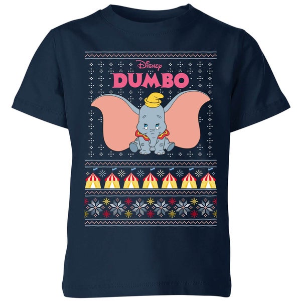 Disney Classic Dumbo Kids Christmas T-Shirt - Navy