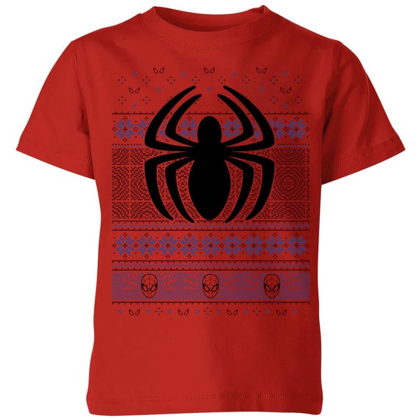 Marvel Avengers Spider-Man Logo Kids Christmas T-Shirt - Red