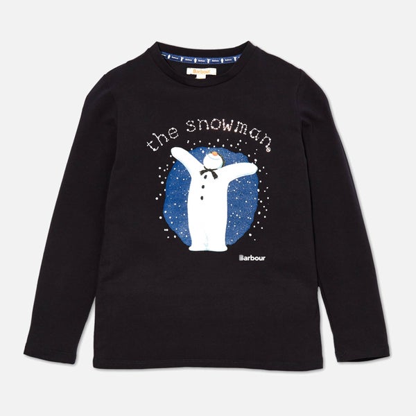 Barbour Girls' Chloe Long Sleeve Snowman T-Shirt - Navy