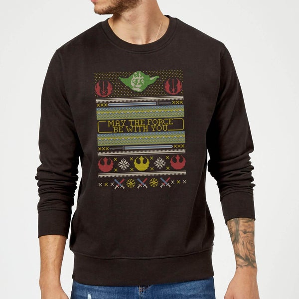 Star Wars May The force Be with You Pattern Christmas Jumper - Black