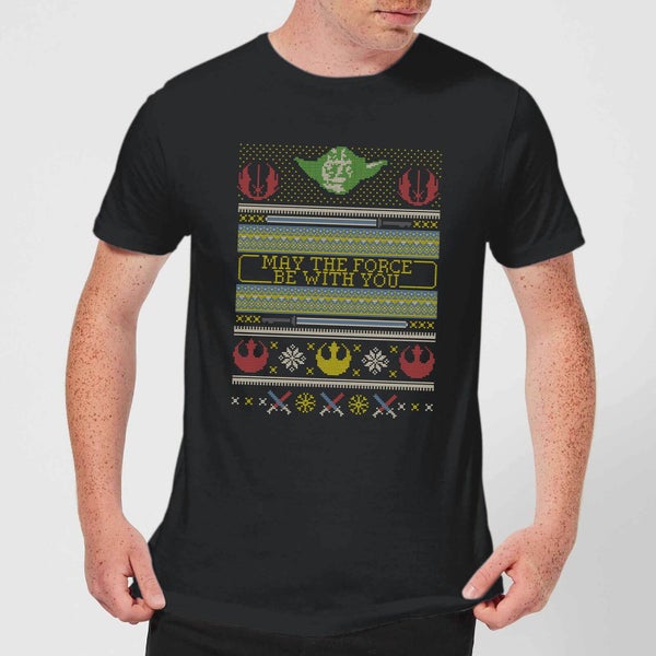 Camiseta navideña May The Force Be With You para hombre - Negro