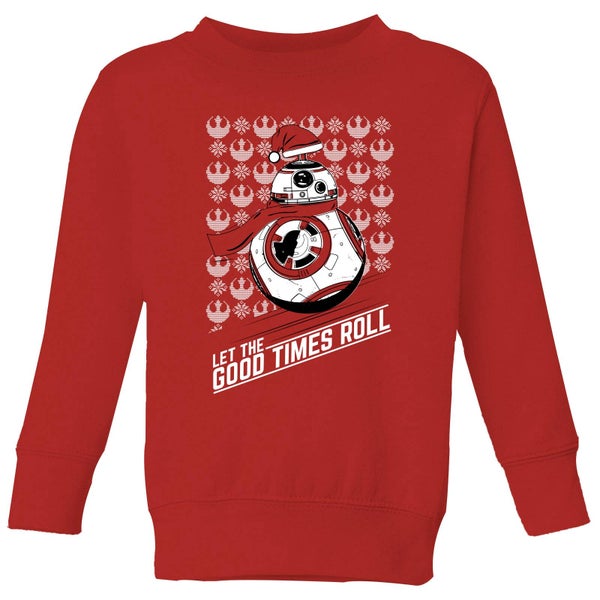 Star Wars Let The Good Times Roll Kids Christmas Jumper - Red