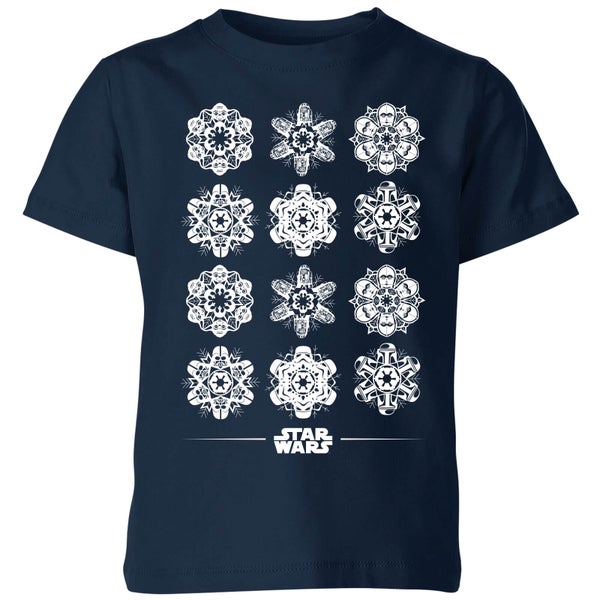 Star Wars Snowflake Kids Christmas T-Shirt - Navy