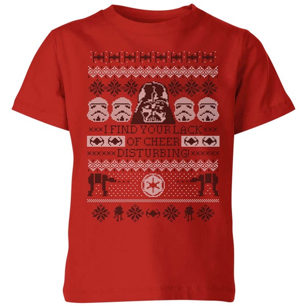 Star Wars I Find Your Lack Of Cheer Disturbing Kids Christmas T-Shirt - Red