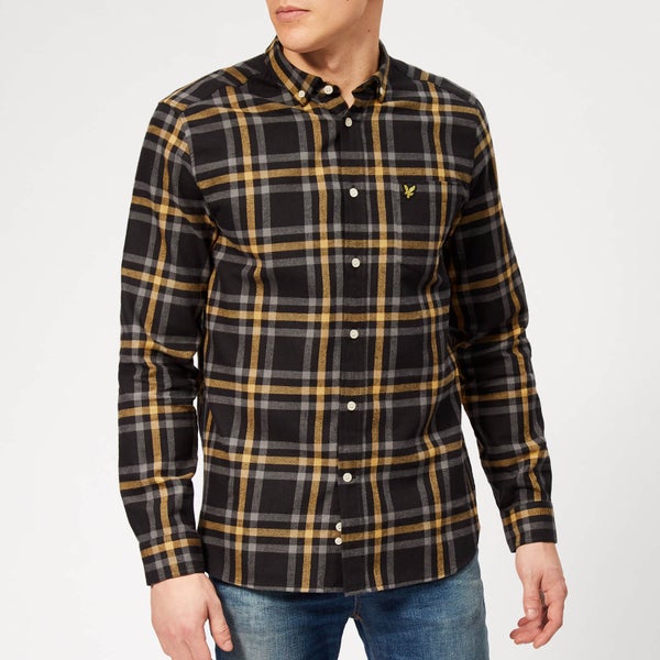 Lyle & Scott Men's Check Flannel Shirt - True Black/Urban Grey