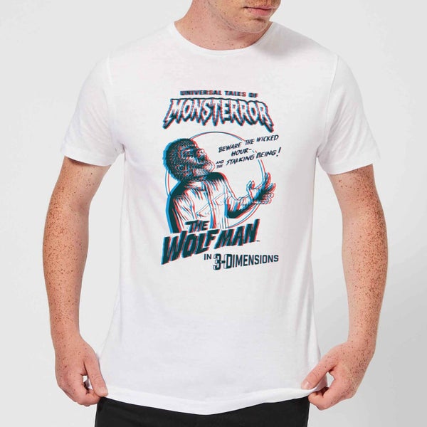 Universal Monsters Universal Tales Of Monsterror Wolfman 3D Men's T-Shirt - White