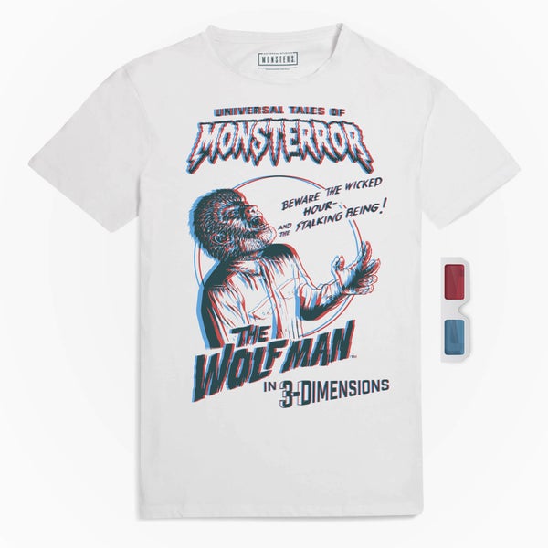 Universal Monsters Universal Tales Of Monsterror Wolfman 3D T-shirt - Wit
