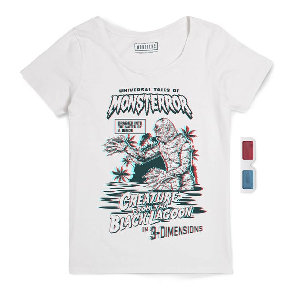 Zavvi Exclusive - Universal Monsters Creature From The Black Lagoon Limited Edition 3D Women's T-Shirt - White