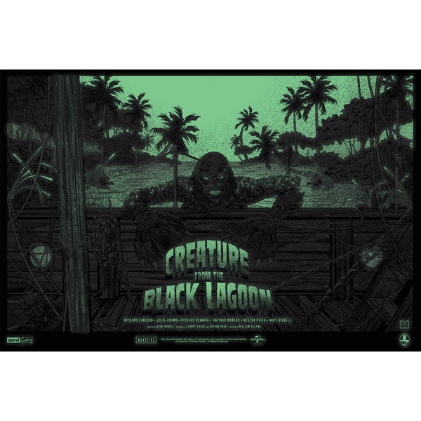 Creature From the Black Lagoon Glow in the Dark Screenprint Variant by Germain Mainger - Zavvi Exclusive (Limited to 50)