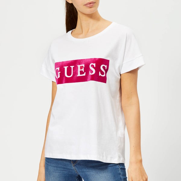 Guess Women's Velvet Logo T-Shirt - Optic White