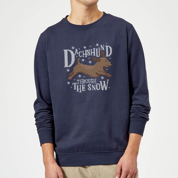 Dachshund Through The Snow Christmas Sweatshirt - Navy