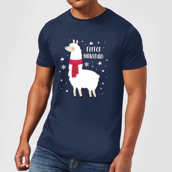 Fleece Navidad Men's Christmas T-Shirt - Navy