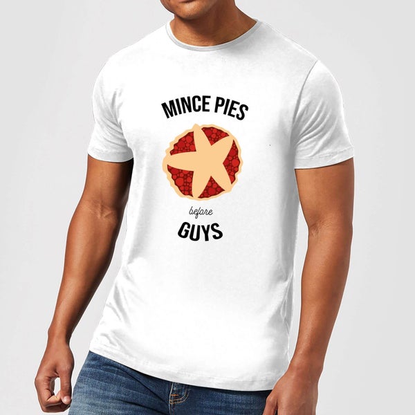 T-Shirt de Noël Homme Mince Pies Before Guys - Blanc