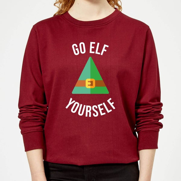 Go Elf Yourself Women's Christmas Sweatshirt - Burgundy