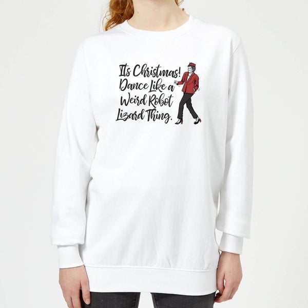Its Christmas, Dance Like A Weird Robot Women's Christmas Sweatshirt - White