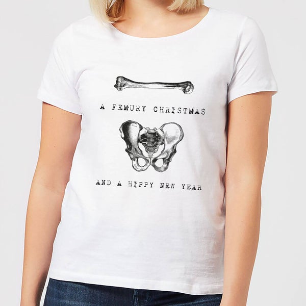 T-Shirt de Noël Femme A Femury and A Hippy New Year - Blanc