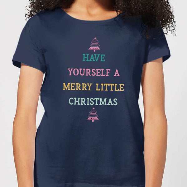 T-Shirt de Noël Femme Have Yourself A Merry Little - Bleu Marine