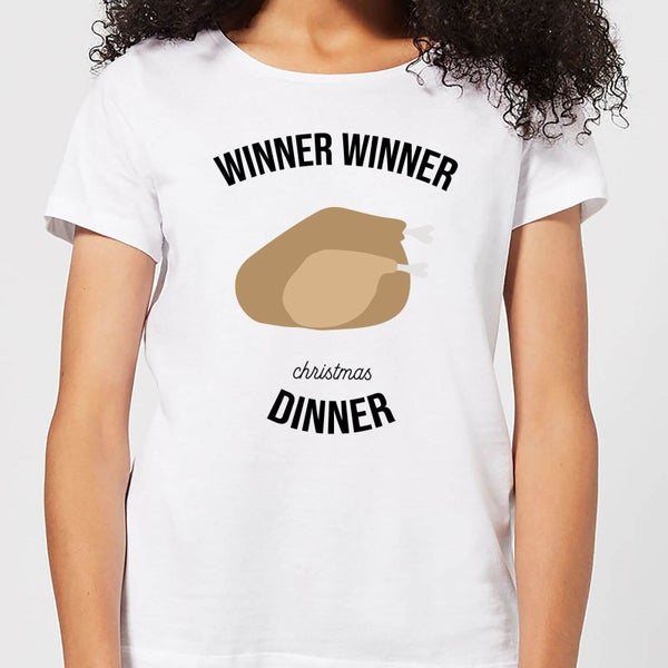 T-Shirt de Noël Femme Winner Winner Dinner - Blanc
