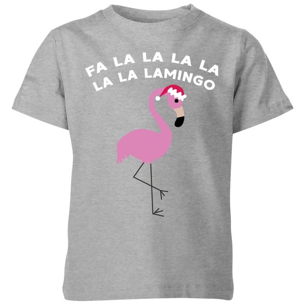T-Shirt de Noël Enfant Fa La La La La La La Lamingo - Gris
