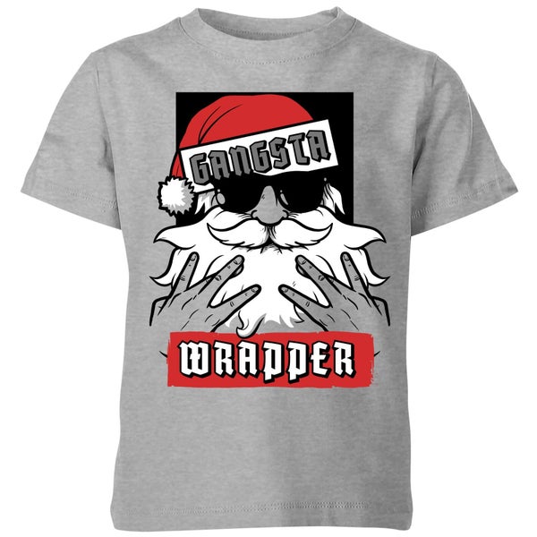T-Shirt de Noël Enfant Gangsta Wrapper - Gris
