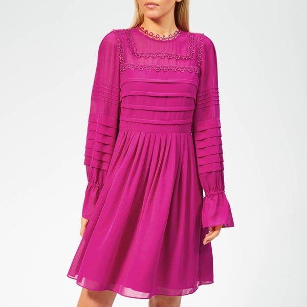 Ted Baker Women's Arrebel Lace Trim Volume Sleeve Dress - Bright-Pink
