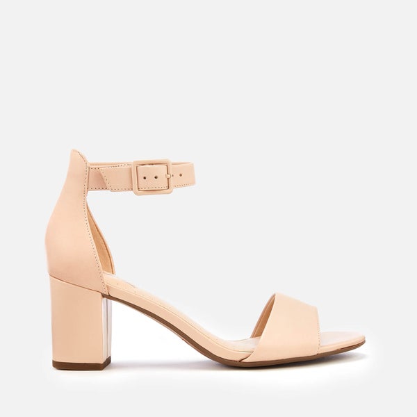 Clarks Women's Deva Mae Leather Block Heeled Sandals - Nude