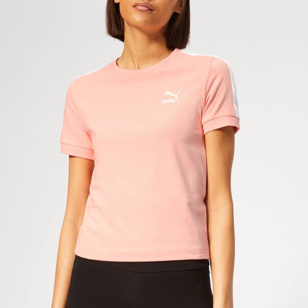 Puma Women's Classics T7 Short Sleeve T-Shirt - Peach Bud